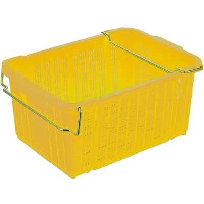 岐阜プラスチック工業 RISU メッシュコンテナ プラスケットNo.450持手付39L 黄 NO-450-2Y 1個 699-9915（直送品）