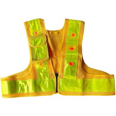 ミズケイ LED安全ベストファスナー式ショート丈「スマートくん」<黄/黄>赤LED 5941243 1枚 477-6329（直送品）