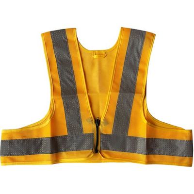 ミズケイ ファスナー安全ベストショート丈「爽メッシュ」<イエロー> 5941223 1枚 477-6335（直送品）