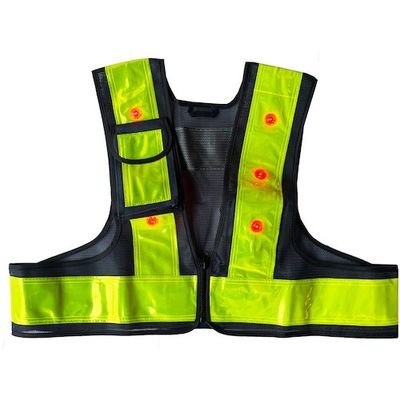 ミズケイ LED安全ベストファスナー式ショート丈「スマートくん」<紺/黄>赤LED 5941242 1枚 477-4731（直送品）