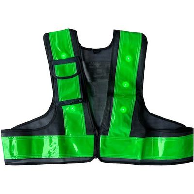 ミズケイ LED安全ベストファスナー式ショート丈「スマートくん」<紺/緑>緑LED 5941245 1枚 477-4760（直送品）