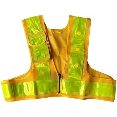 ミズケイ LED安全ベストファスナー式ショート丈「スマートくん」<黄/黄>黄LED 5941247 1枚 477-6322（直送品）