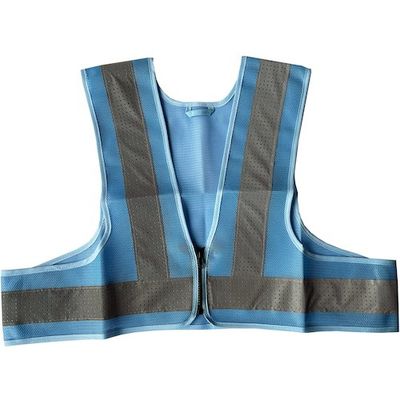 ミズケイ ファスナー安全ベストショート丈「爽メッシュ」<スカイブルー> 5941225 1枚 477-4734（直送品）