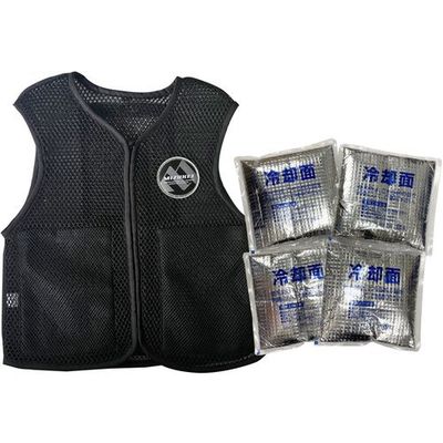 ミズケイ ポケット付きハニカムメッシュベスト「快風」<ブラック>Lサイズ+保冷剤4個セット 8131982 1個(5個) 530-2877（直送品）