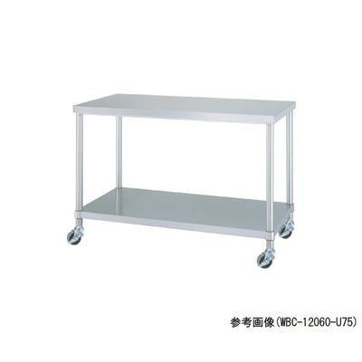 シンコー ステンレス作業台 ベタ棚 キャスター付 WBC-18075-U75 1個 63-1271-77（直送品）