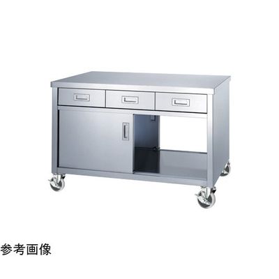 ステンレス作業台(両面扉・引出し付)EDWーPU100シリーズ W1200×D900×H800mm EDW-12090-PU100 1個（直送品）