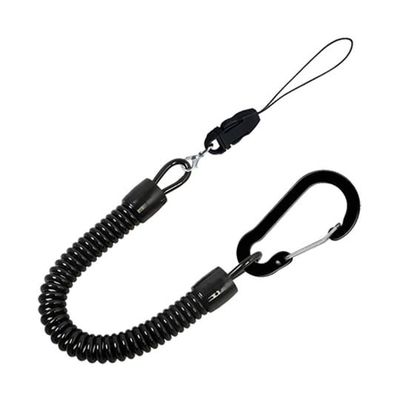 Trimate 落下防止ストラップ カラビナ+カールコード+紐パーツ ブラック TR-STP001 1個 67-4920-78（直送品）