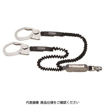 サンコー タイタン EXJ伸縮ストラップ式 タイプ1ランヤード ブラック/ブラック ダブル (墜落制止用器具) HL-EBW 1本（直送品）