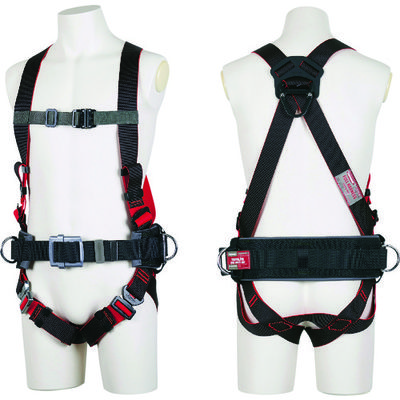 藤井電工 TSUYORON レヴォハーネス ハーネス本体のみ 黒・赤 Mサイズ 柱上作業用 TH-564-OT-BKR-M-BX 1本（直送品）