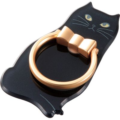 エレコム スマートフォン用ストラップ/フィンガーリング/アニマル/黒ネコ P-STRAMCATB 1個（直送品）