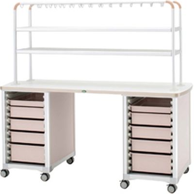 【軒先渡し】サカセ化学工業 作業台(ハンガーシェルフ2段) トレー:透明 24-8016-0103 1台（直送品）