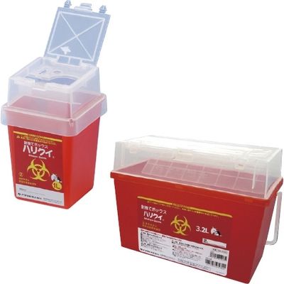 イワツキ ハリクイ1L(針捨てボックス) レッド 24-6469-00 1箱(5個入)（直送品）