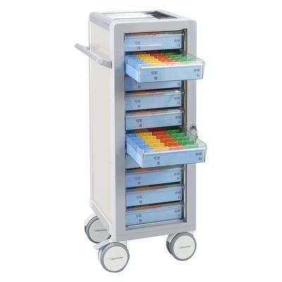 マイスコ与薬カート（鍵付）10床用 ホワイト 23-7001-1203 松吉医科器械（直送品）