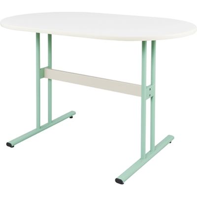 【軒先渡し】松吉医科器械 ナーステーブル(パステル/楕円形) クリームイエロー 24-7819-0105 1台（直送品）