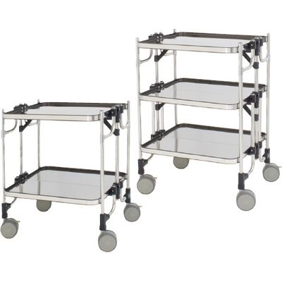 折りたたみ式器械台（2段）取手なし シルバー 24-7275-00 トクヤマ（直送品）