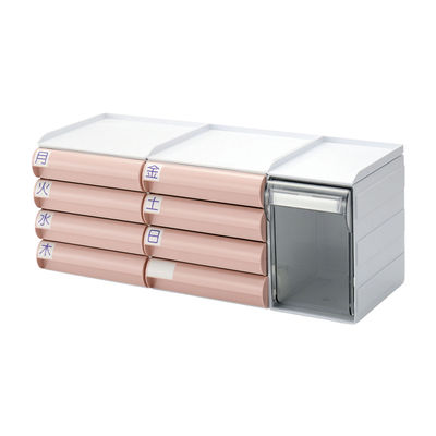 自主管理薬箱（ウィークリーメディ） ピーチ（右引出透明） 08-2446-0004 1セット（5個） サカセ化学工業（直送品）