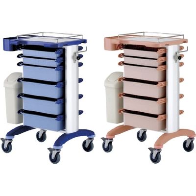 【軒先渡し】サカセ化学工業 処置・包交カート 本体:コーラルピンク 23-3411-0104 1台（直送品）