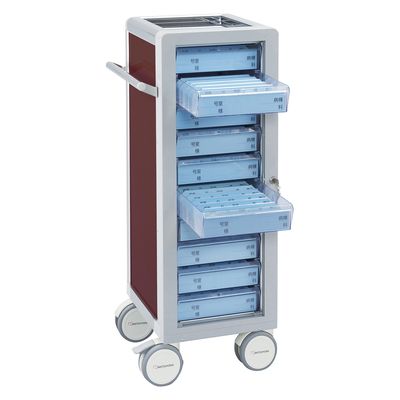 マイスコ与薬カート（鍵付）10床用 ブラウン 23-7000-1204 松吉医科器械（直送品）
