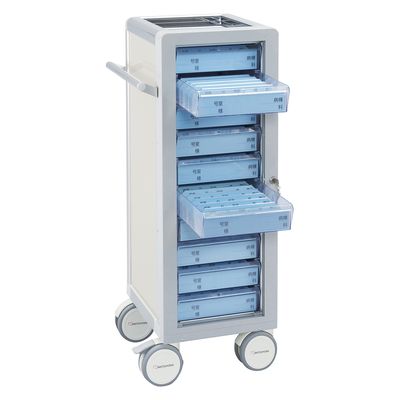 マイスコ与薬カート（鍵付）10床用 ホワイト 23-7000-1203 松吉医科器械（直送品）