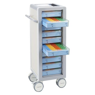 マイスコ与薬カート（鍵なし）10床用 ホワイト 19-7105-1203 松吉医科器械（直送品）