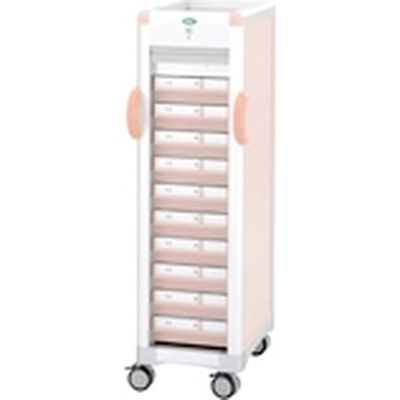 【軒先渡し】サカセ化学工業 与薬カートL(10床用)本体ピーチ 引出:ピーチ 24-6962-0901 1台（直送品）