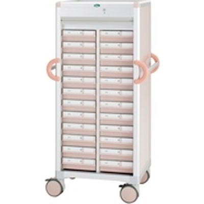 【軒先渡し】サカセ化学工業 与薬カートL(24床用)YT-12 トレー:ピーチ 24-8009-0401 1台（直送品）