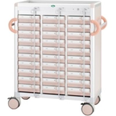 【軒先渡し】サカセ化学工業 与薬カートL(30床用)YT-11 トレー:ピーチ 24-8010-0201 1台（直送品）