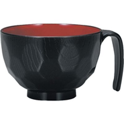 カノー らくらく汁椀 亀甲黒 介護 食器  24-7701-01 1個（直送品）