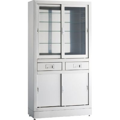 【軒先渡し】松吉医科器械 器械戸棚(ステンレス製) 三方硝子 23-5385-0102 1台（直送品）