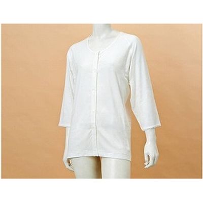 神戸生絲 婦人のびのびワンタッチ肌着7分袖（ホック付）　オフ GZ6F 【介護用衣類】ウェルファンカタログ ウェルファンコード：921417（直送品）