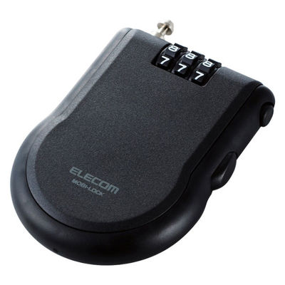 ワイヤー巻き取り式ダイヤル錠 3桁 ブラック ESL-ECWR004BK エレコム 1個（直送品）