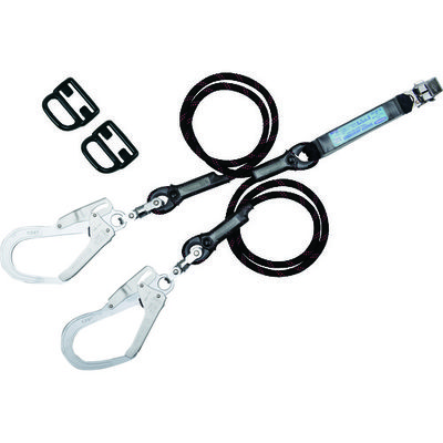 TSUYORON フルハーネス用ランヤード ツインランヤード Gブレード(黒) THL-2-GB93SV-33-BK-2R23-BP 1本（直送品）