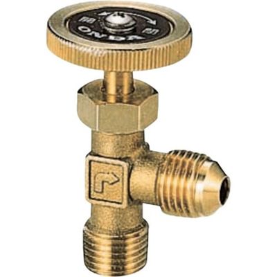 オンダ製作所 アングルミニチュアバルブ R1/4×45°フレアーR1/4 黄銅ハンドル フレアーナット付き OMV-661-3 1個（直送品）