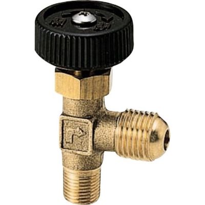 オンダ製作所 アングルミニチュアバルブ R1/8×RフレアーG1/4 黄銅ハンドル OMV-680-3 1個 267-0444（直送品）