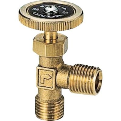 アングルミニチュアバルブ R1/4×R1/4 樹脂ハンドル ホースニップル・スリーブ・フレアーナット付き OMV-652-1 1個（直送品）