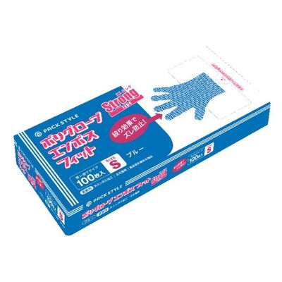 パックスタイル ポリ手袋 ストロングフィット 箱入 S 青 00586244 6000枚(100枚×60)（直送品）
