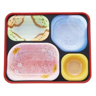 タカギ産業  弁当容器 PRR-38 [本体]赤・内A [蓋]ボーダー(ライム) 1323799 100枚(10枚×10)（直送品）