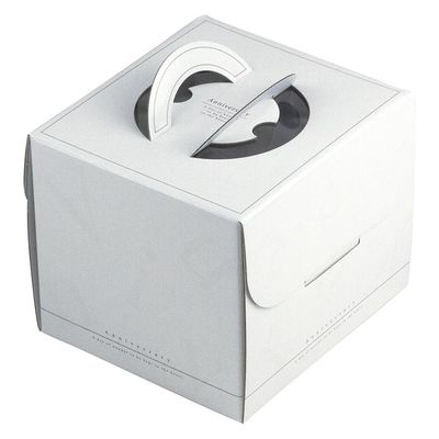 ヤマニパッケージ  ケーキ箱 アニバーサリーデコ 4.5号 金台紙丸型付 20-2210TM 100箱(1箱×100)（直送品）