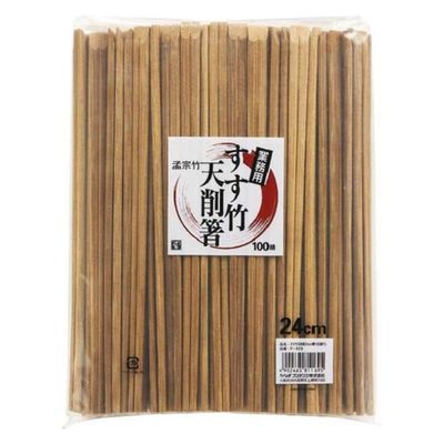 やなぎプロダクツ 割箸 業務用すす竹天削箸 24cm 100膳入  P-429 30点（直送品）