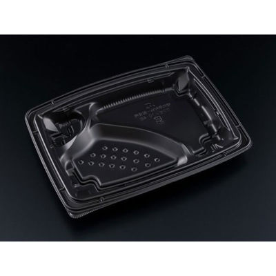 リスパック 弁当容器 バイオデリカ 枠膳 10-4B 黒 RHBW281 1袋(50個)（直送品）