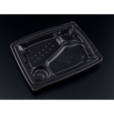 リスパック 弁当容器 バイオデリカ 枠膳 80-2B 黒 RHBW411 1袋(50個)（直送品）