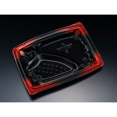 リスパック 弁当容器 バイオデリカ 枠膳 10-4B K-シンシャ赤 RHBW283 1袋(50個)（直送品）