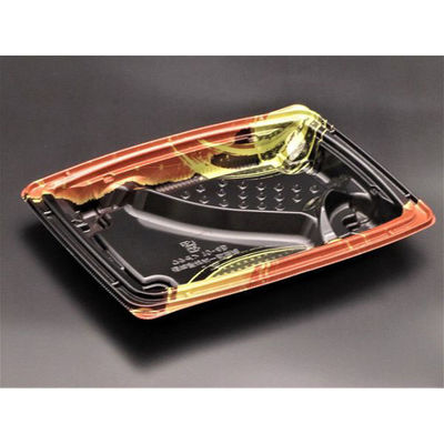 リスパック 弁当容器 バイオデリカ 枠膳 10-4B K-かがほ赤 RHBW282 1袋(50個)（直送品）