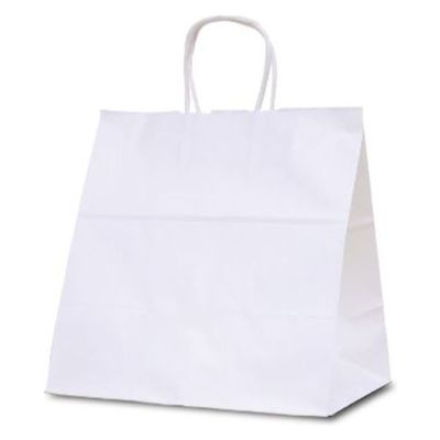 ベルベ 手提袋 自動紐手提袋 T-7W 白無地 1798 200枚（50枚×4）（直送品）