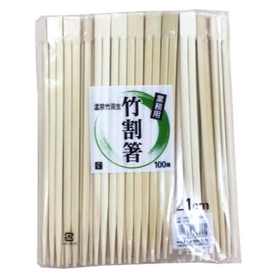 やなぎプロダクツ 割箸 竹双生箸 21cm 100膳入【weeco】  P-421 30点（直送品）