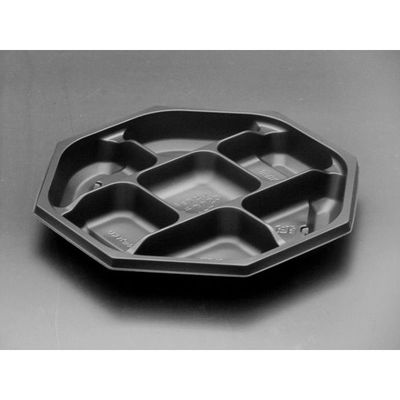 リスパック 弁当容器 饗膳 八角20 中皿7 黒 RHHK631 1袋(50個)（直送品）
