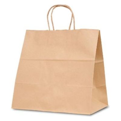 ベルベ 手提袋 自動紐手提袋 T-7W 茶無地 1796 200枚（50枚×4）（直送品）