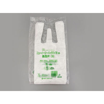 福助工業 レジ袋 ニューイージーバッグバイオ25 長舌片 3S 乳白 0364363 1袋(100個)（直送品）