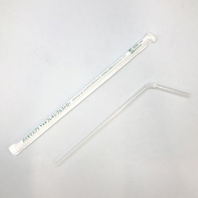 羽柴化成工業 バイオマス25% フレキシブルストロー 透明 紙包装 00699658 1袋(500個)（直送品）