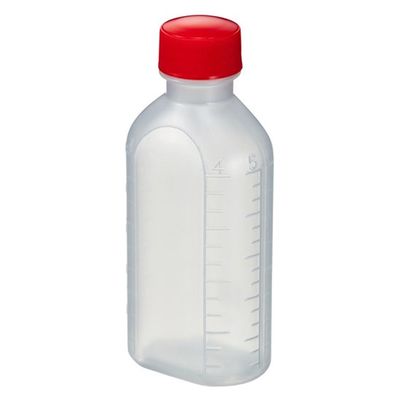 エムアイケミカル 投薬瓶PPB 100mL 凸凹目盛り（未滅菌）キャップ色：赤　少数包装 08-2850-2305 1袋（10本入）（直送品）